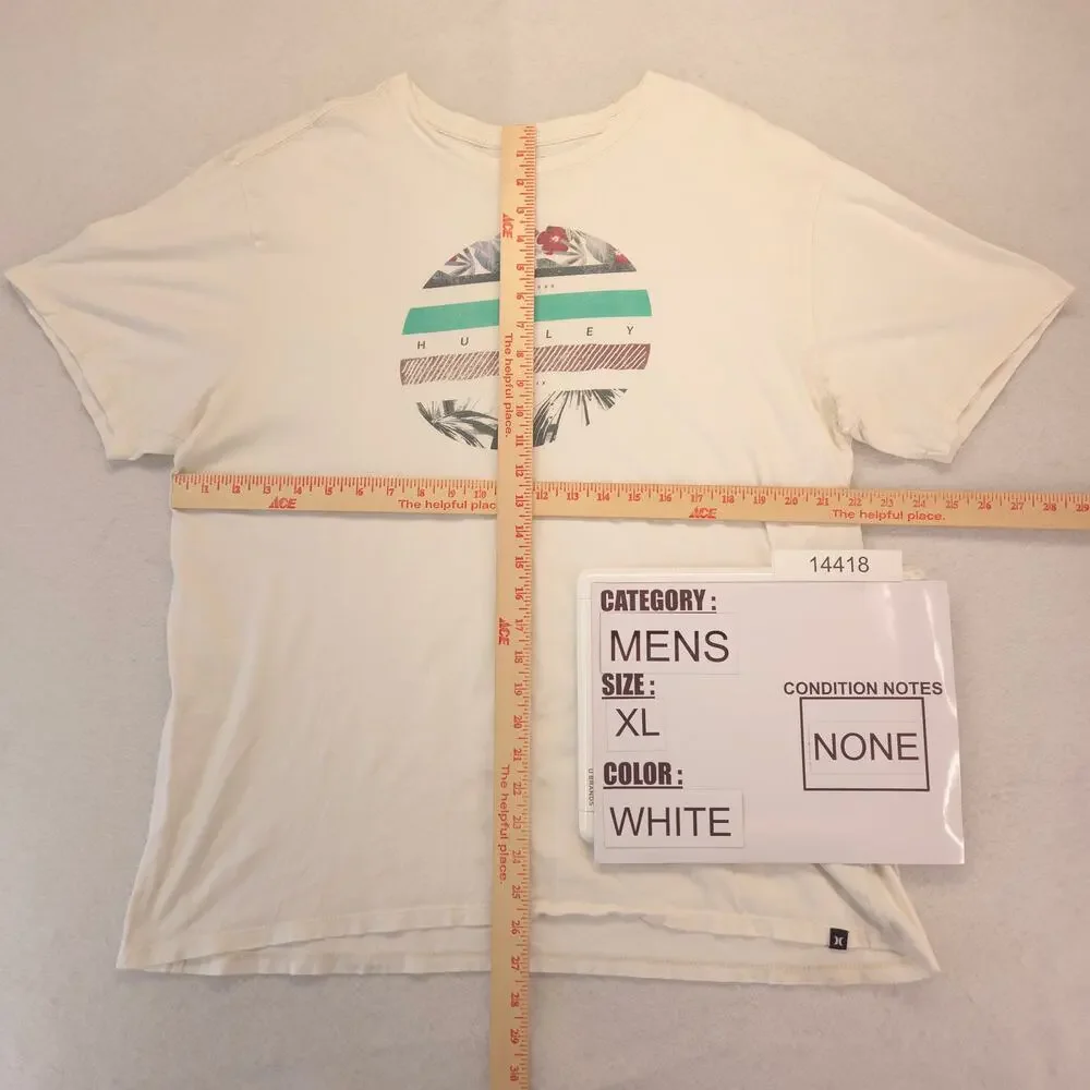 Hurley Casual Crew Neck Short Sleeve Graphic T-Shirt Mens Size XL White